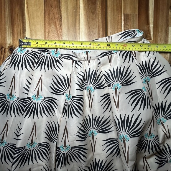 MAAC London Elegant Ecru Cream  Black Floral Print A-Line Knee Length Skirt Sz M - Picture 6 of 7